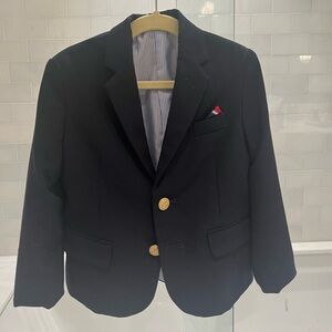 Izod Boy’s (4T) Classic Navy Blazer with Pocket Square & Gold Metal Buttons